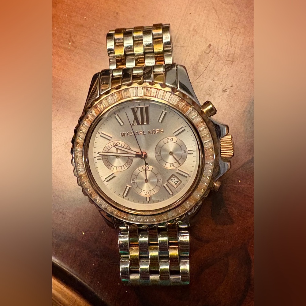 Michael Kors Silver and Gold Women’s Chronograph Watch- It Works